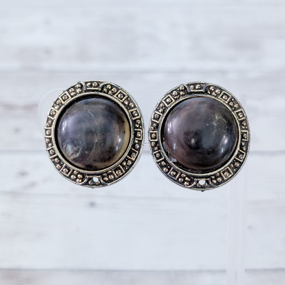 Vintage Clip On Earrings 1 & 1/8" Large Statement - Fair Condition
